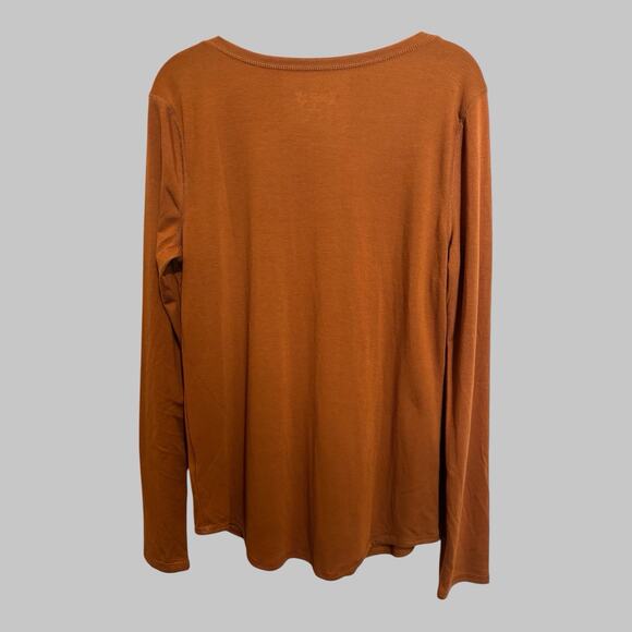 Mudd Y2K Terra Cotta Long Sleeves Everyday Soft Knit Layering Relaxed Top XL - Picture 2 of 9